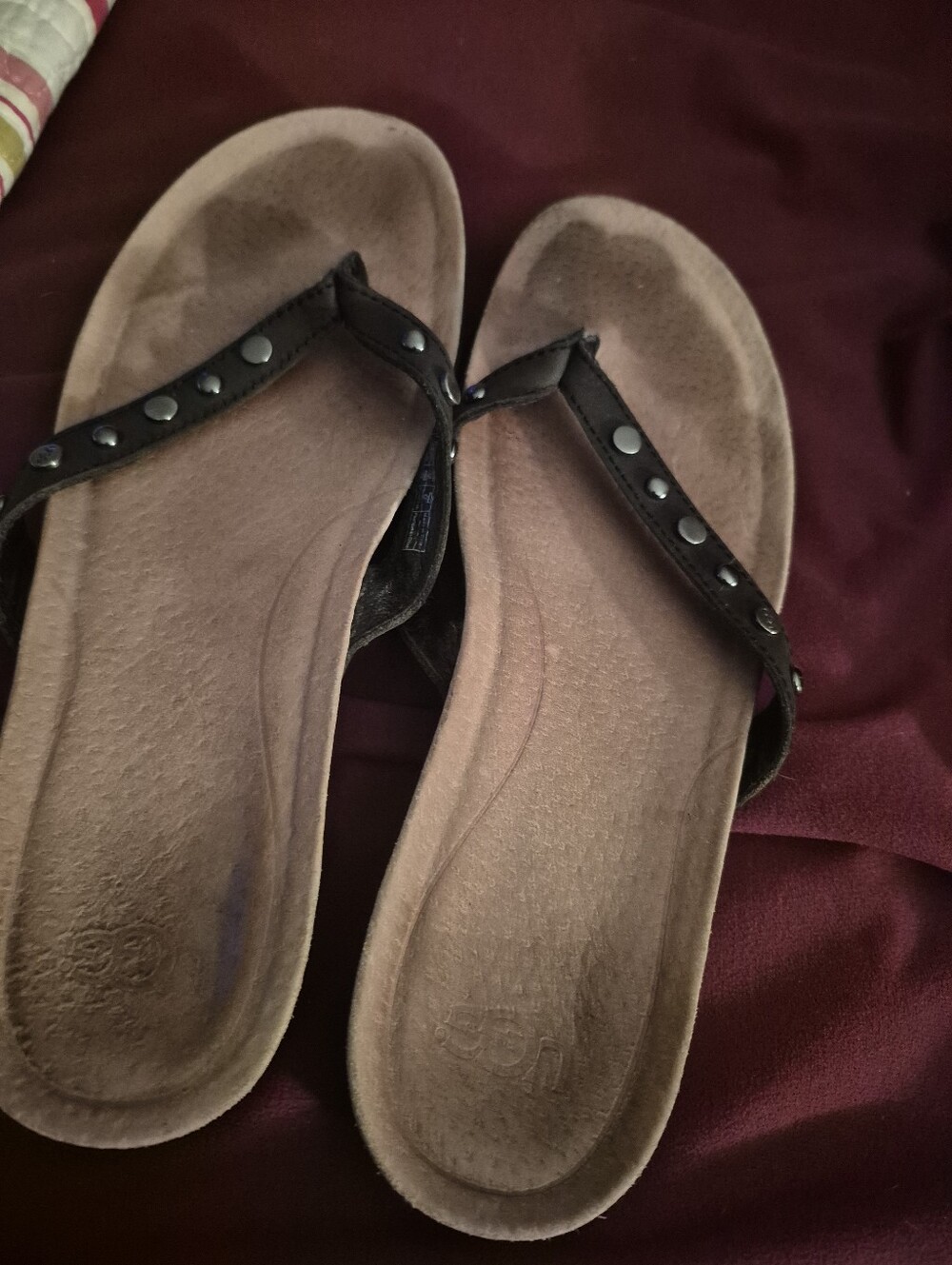 UGG Women's Black Studded Thong Sandals
